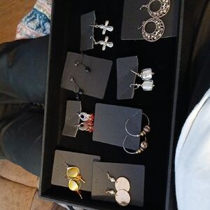 Assorted Women's Earrings Set - Goldtone, Silver Tone, Black